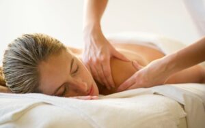 women taking massage